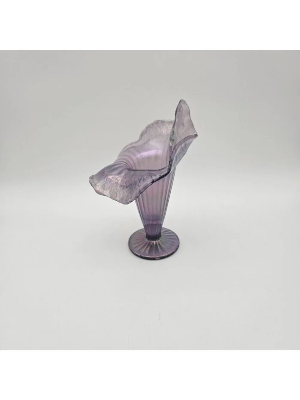 Fenton Lavender Purple Iridescent Crackle Jack in the Pulpit Vase